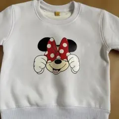 ミニーマウス 裏起毛トレーナー 110cm ホワイト