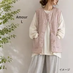 新品タグ付 Amour シルク100% ベスト ルームウェア ドット L ピンク
