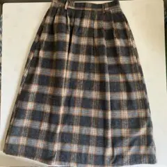 ウール混紡 チェック柄 ロングスカート