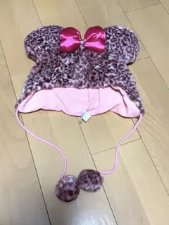 ディズニーリゾート　ミニーちゃん　ヒョウ柄　帽子