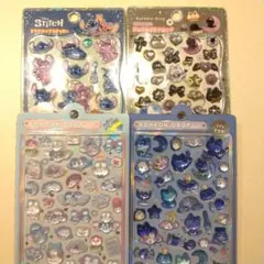 ボンボンドロップシール　プチドロップ　よるねこ　みずいろボンボン　スティッチ