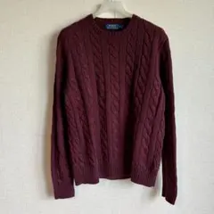 POLO RALPH LAUREN バーガンディ ケーブルニット XS