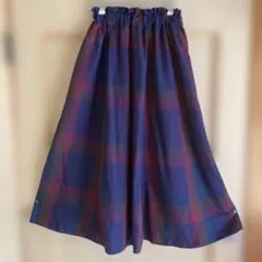 パープル系チェック フレアスカート　r.p.s