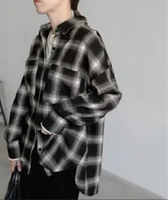 select MOCA チェックロングシャツ　ブラック