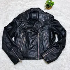 ♡極美品♡ZARA ザラ　羊革　ラムレザー　ダブル　ライダース　ジャケット ZARAザラ 羊革 ラムレザー ダブルライダースジャケット サイズM