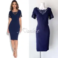 ラスト1♡日本未発売【UK6】ネイビー レーストップ ワンピース