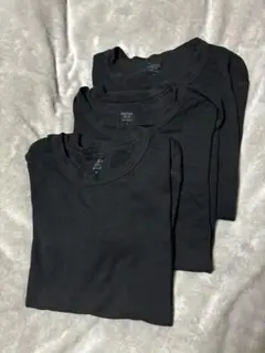 ユニクロ　HEATTECHワッフル長袖3枚セット L/L/M ブラック
