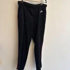 80s OLD NIKE 紺タグトラックパンツ　刺繍ロゴ　ジャージ　ブラック