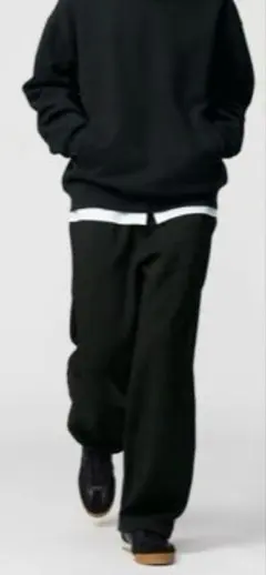 UNIQLO C スウェットワイドパンツ　ブラックＳ