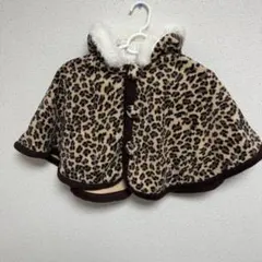 ベビー服　ヒョウ柄　ベビーポンチョ　上着　ファー９０cm