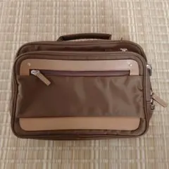 ブラウン ナイロン レザー ショルダーバッグ