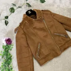 極美品【ZARA】フェイクムートンジャケット レディース ライダース かっこいい