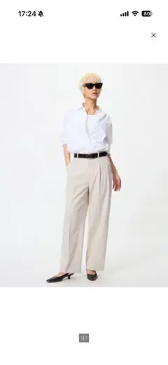 UNIQLO ユニクロ　タックワイドパンツ　ナチュラル　XS 股下66センチ
