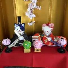 ネコのお内裏お雛様飾り