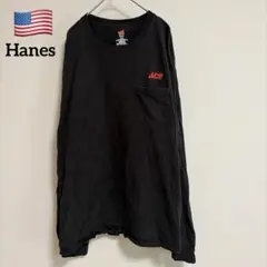 Hanes 企業ロゴ ACE ポケット付きロンT 長袖Tシャツ 黒 L 古着のサムネイル