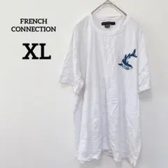 FRENCH CONNECTION 【XL】 Tシャツ サメ　刺繍　ホワイト