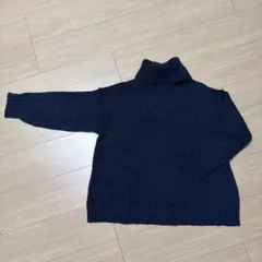 GU ネイビー タートルネックセーター