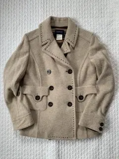 SCHAMBASIC ステッチベージュウール ピーコート ダブルブレスト日本製M