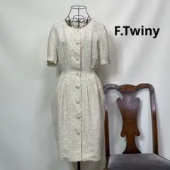 3481【クリーム色花柄】レトロ　前開き　ワンピース　羽織れる　ワンピース