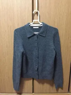 GU パフィータッチニットポロカーディガン ダークグレー