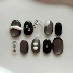 ブラックネイル 個性派 マグネット ネイルチップのサムネイル
