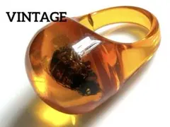 【VINTAGE】虫入り琥珀・くり抜きリングのサムネイル