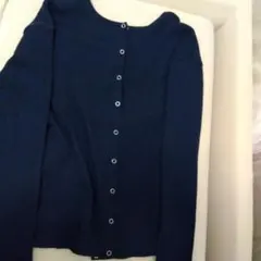 ネイビー リブ編み 長袖カーディガン Mサイズ