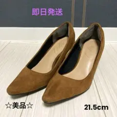 最終価格！ブラウン スエード パンプス 中ヒール21.5cmのサムネイル