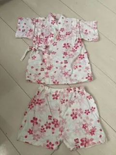 甚平　浴衣　女の子用　桜柄　80センチ