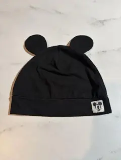 ミッキーマウス 耳付き ブラックベビー帽子