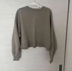 カーキ クロップドスウェット　LOWRYS FARM フリーサイズ※薄汚れあり※