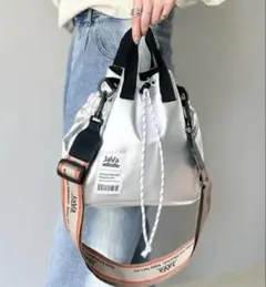 セール！JaVa ジャバコラボお洒落映え。ジャガードテープ２WAY巾着バッグ