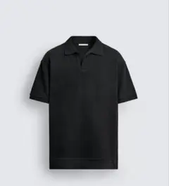 ZARA 縦縞テクスチャーポロシャツ 半袖 ポロシャツ