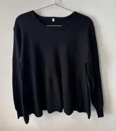 coca パール付きペプラムニット　ブラック