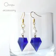 No.15 一点物　パールと魔法石のピアス＆イヤリング　青紫色　鉱石　結晶