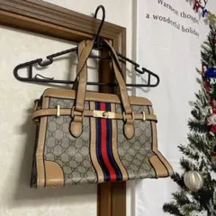 2Wayハンドバッグ ベージュ ストライプ