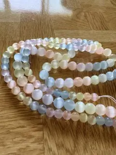 セレナイト キャッツアイ 2連 6mm 8mm 約38cm連