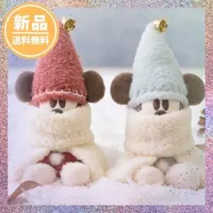 【2個セット】リルリンリン ぬいぐるみバッジ 赤 青 クリスマス 新品