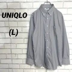 美品　UNIQLO ユニクロ　ボタンダウンカラー　ストライプ　長袖シャツ