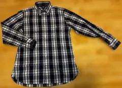 【未使用級】J PRESS / 樫山 マドラスチェック柄BD L 白xネイビー