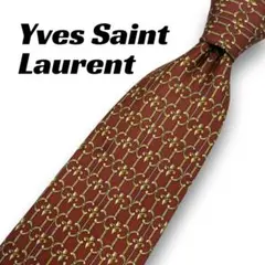 Yves Saint Laurent ネクタイ シルク カサンドラロゴ ボルドー