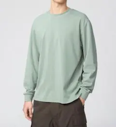 新品タグ付 ユニクロ　エアリズムコットンクルーネックTシャツ　グリーン　Mサイズ