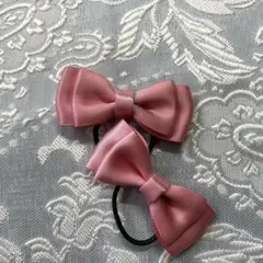 ピンクリボンのヘアゴム 2個セット