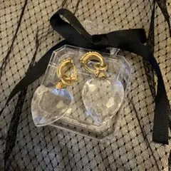 ビンテージハート型クリスタルイヤリング