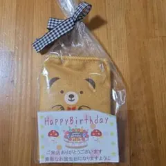 くま柄 ミニタオル ハンカチ HappyBirthday