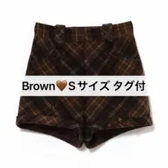 andmary Ribbon check mini pants brown S | Mercari