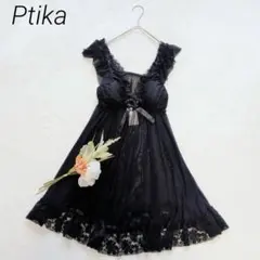 プティカ プリンセスベビードール ランジェリー フリル リボン 黒　レース　新品