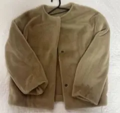 UNIQLO ユニクロ ファーコート ノーカラージャケット ベージュ Lサイズ