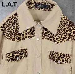 激レア L.A.T. ヒョウ柄切替 ウエスタンシャツ S ベージュ