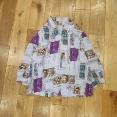 BIGI シルクキュプラフラワープリント開衿シャツ 美品 ヴィンテージ 